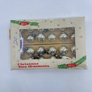 vintage miniature 15mm glass ornaments set of 24 silver In original box